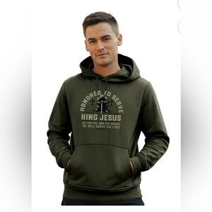 NWT Light Source King Jesus Dark Olive Mens Size M Christian Graphic Sweatshirt